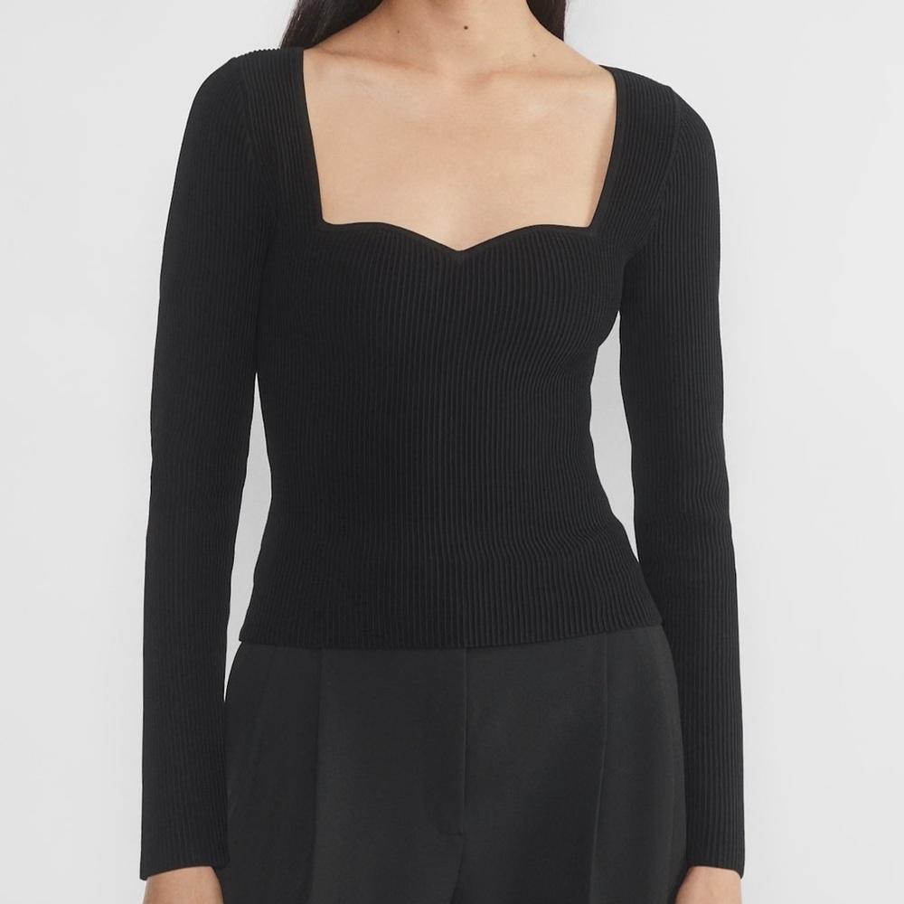 Babaton Aritzia Sculpt Knit Sweetheart Longsleeve Top